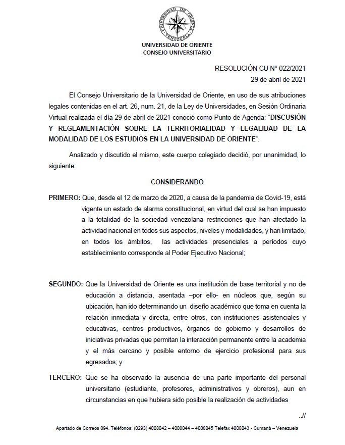 Resolución CU N° 022/2021 pag 1